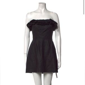 REFORMATION BLACK RUFFLE STRAPLESS MINI DRESS SIZE 4